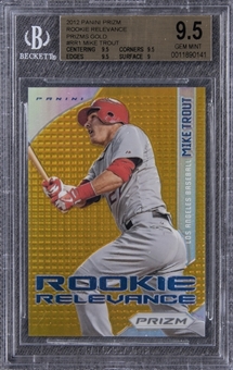 2012 Panini Prizm Rookie Relevance Prizms Gold #RR1 Mike Trout (#07/10) - BGS GEM MINT 9.5